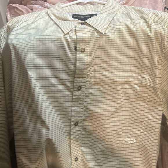 E oficio XL long sleeve, men’s button up shirt, yellow, white and gray - Picture 2 of 6